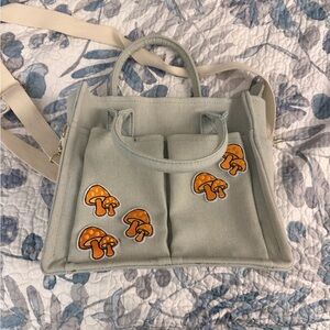 Canvas Tote Bag with Mushroom Design